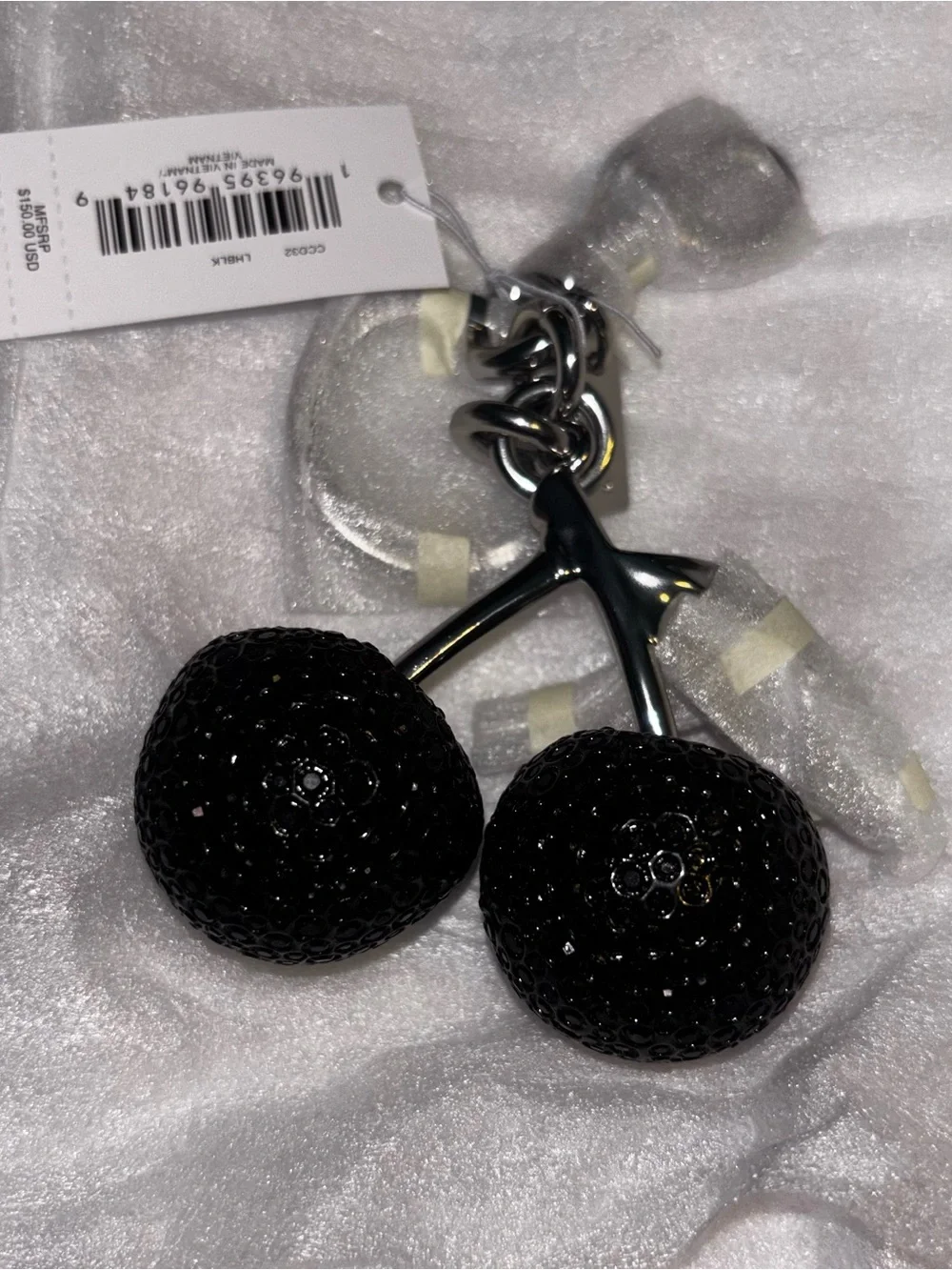 Coach Cherry KeyFob Black Silver New